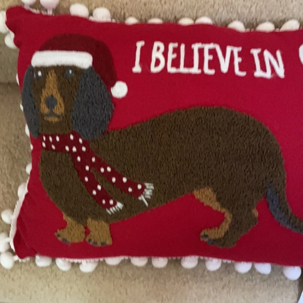 Holiday dachshund pillow
